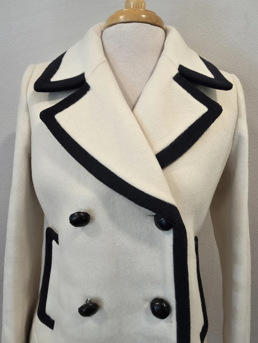 J Crew Tipped Cream Wool Nello Gori Peacoat - Picture 4 of 7